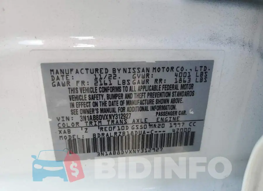 3N1AB8DVXNY312927 Photo# 12