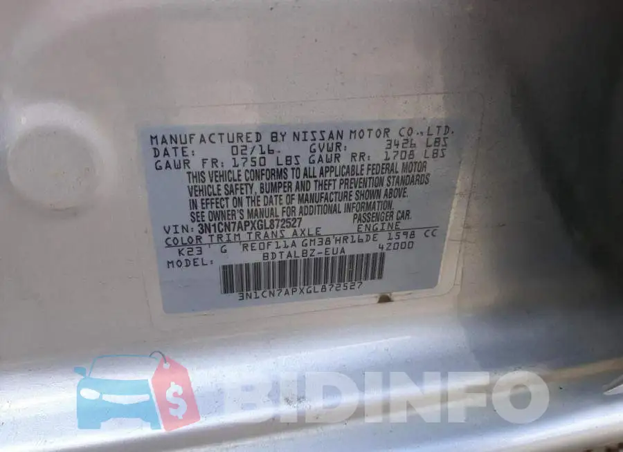 3N1CN7APXGL872527 Photo# 12
