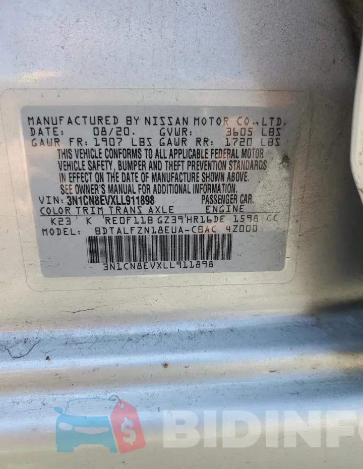 3N1CN8EVXLL911898 Photo# 12