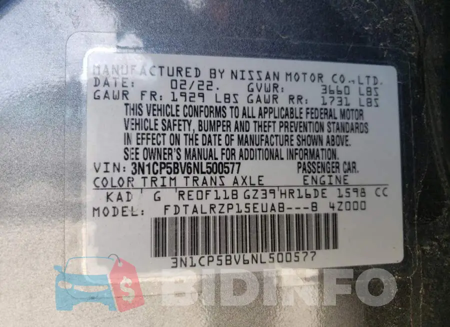 3N1CP5BV6NL500577 Photo# 13