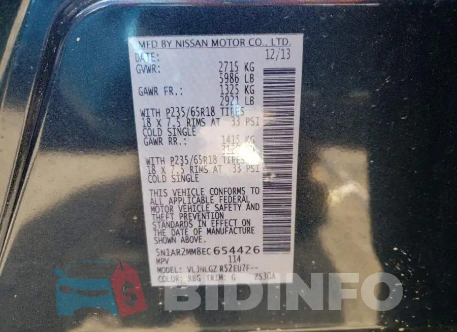 5N1AR2MM8EC654426 Photo# 13