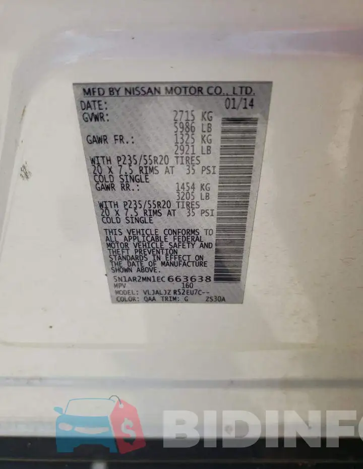 5N1AR2MN1EC663638 Photo# 12