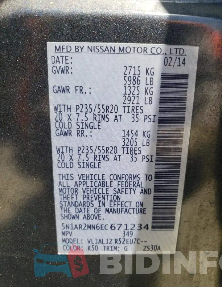 5N1AR2MN6EC671234 Photo# 13