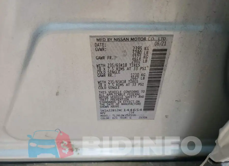 5N1AZ2BS2MC144654 Photo# 12