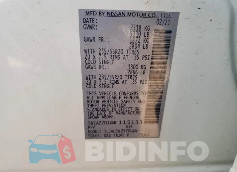 5N1AZ2DJXMC115133 Photo# 12