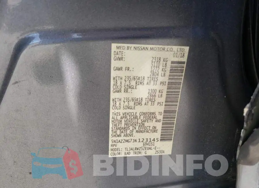 5N1AZ2MG7JN123145 Photo# 12