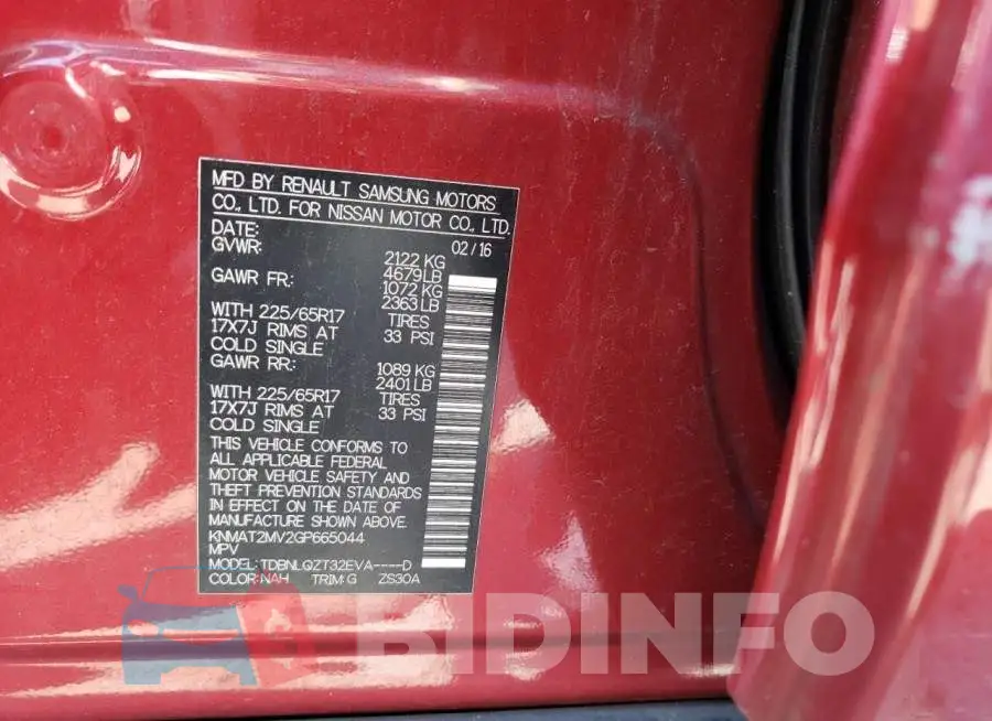 KNMAT2MV2GP665044 Photo# 13