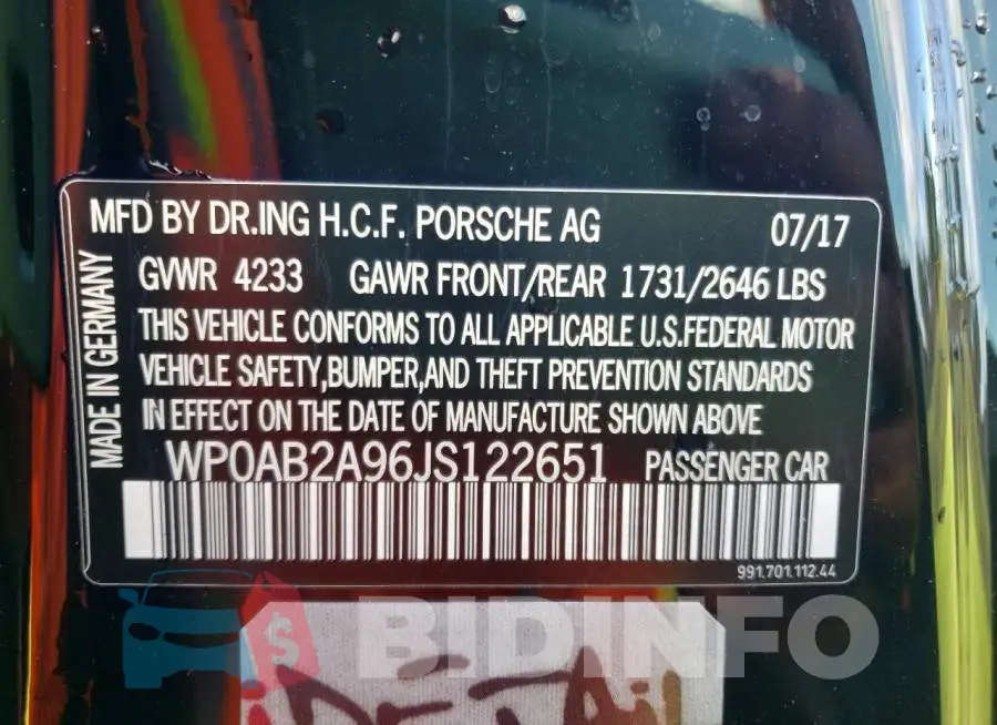WP0AB2A96JS122651 Photo# 12