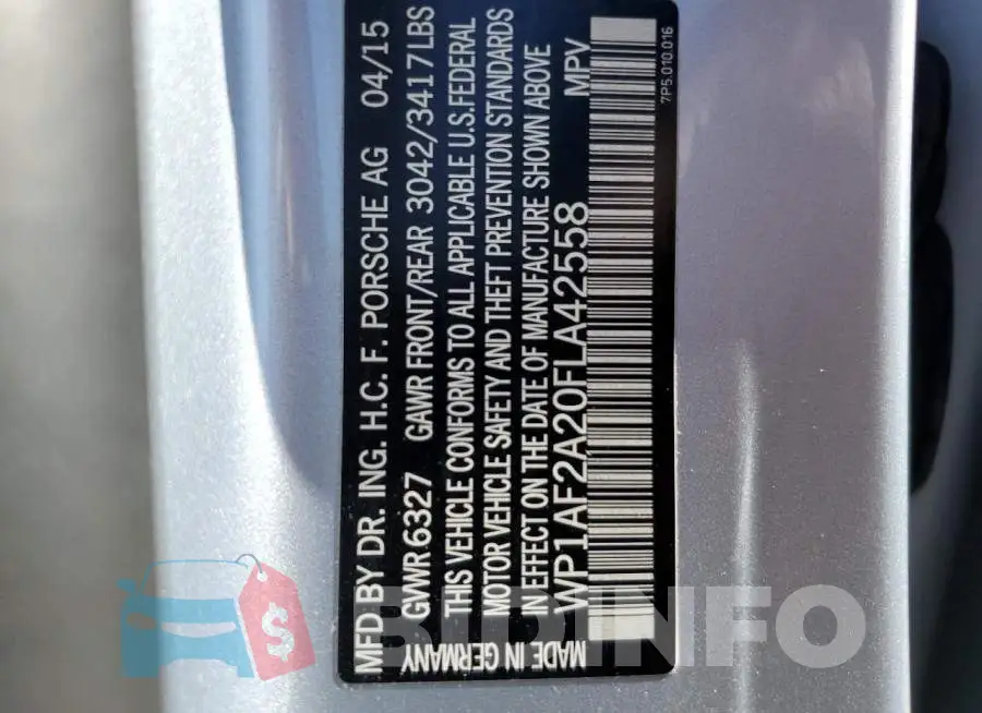 WP1AF2A20FLA42558 Photo# 13