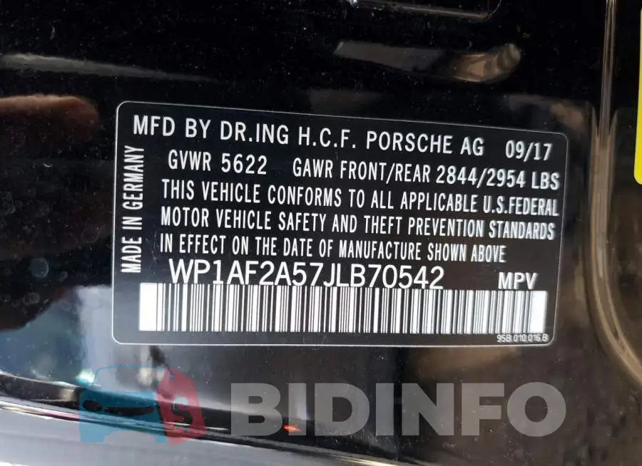 WP1AF2A57JLB70542 Photo# 10