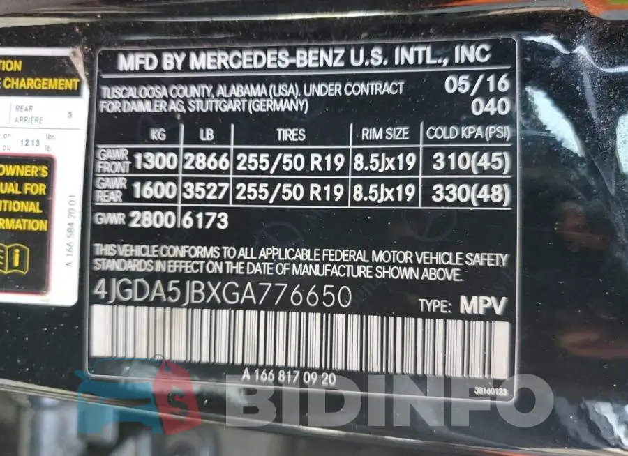 4JGDA5JBXGA776650 Photo# 13
