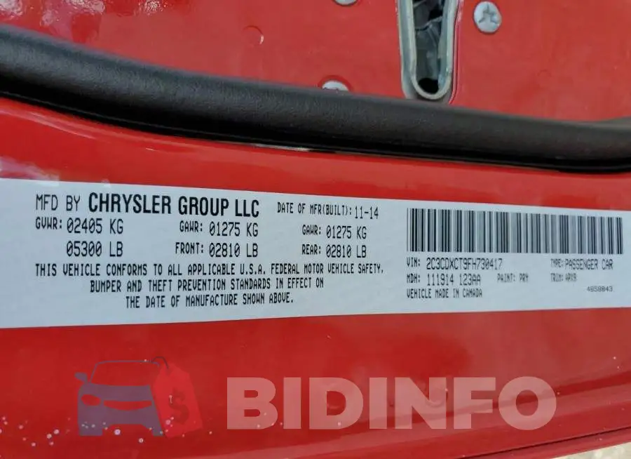 2C3CDXCT9FH730417 Photo# 13