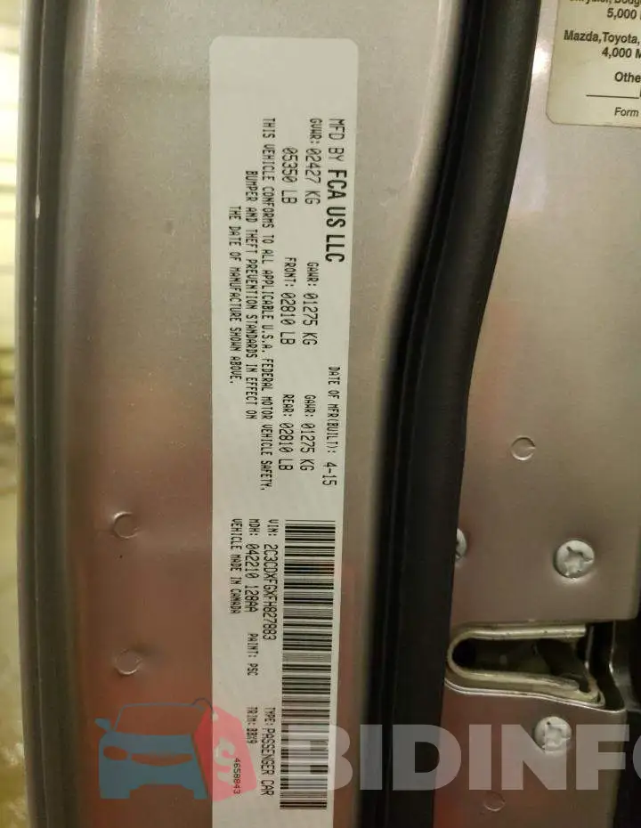 2C3CDXFGXFH827883 Photo# 12