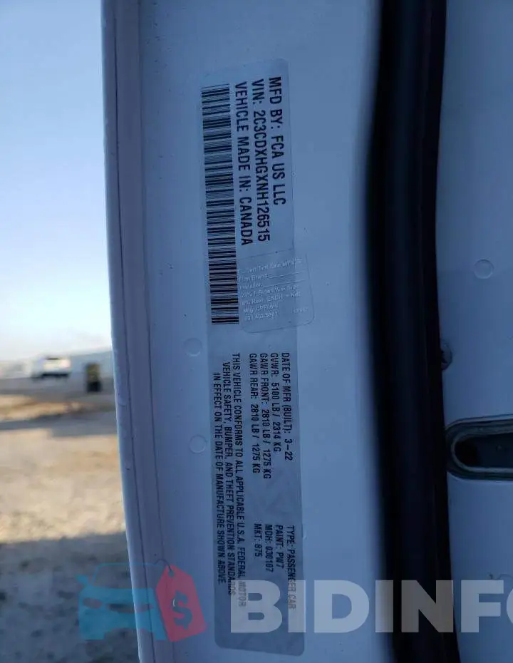 2C3CDXHGXNH126515 Photo# 10