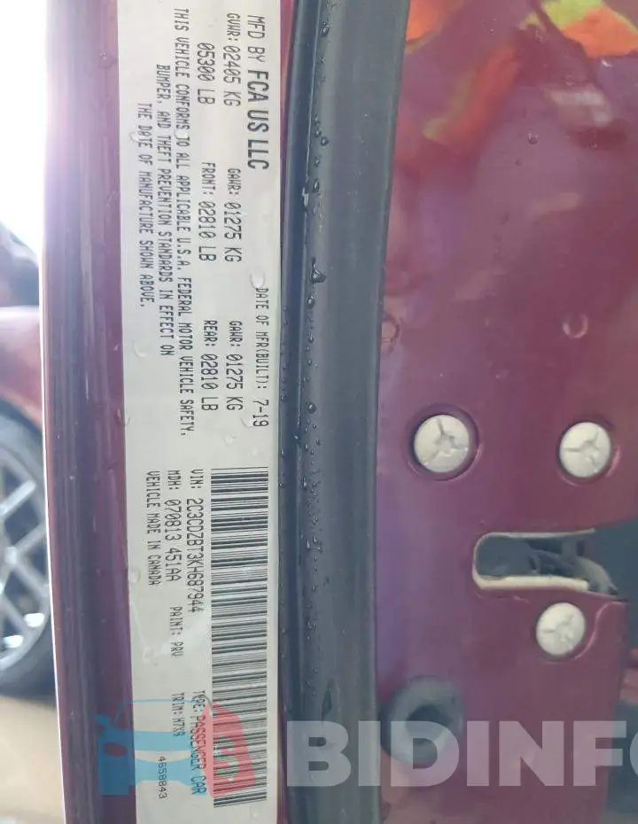 2C3CDZBT3KH687944 Photo# 12