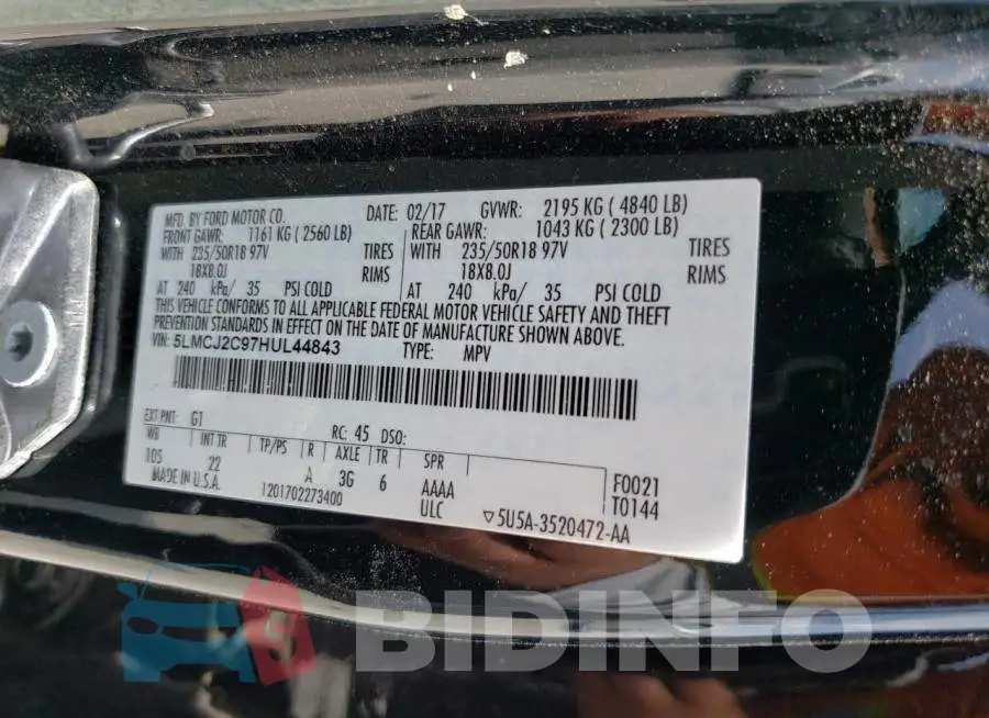 5LMCJ2C97HUL44843 Photo# 13