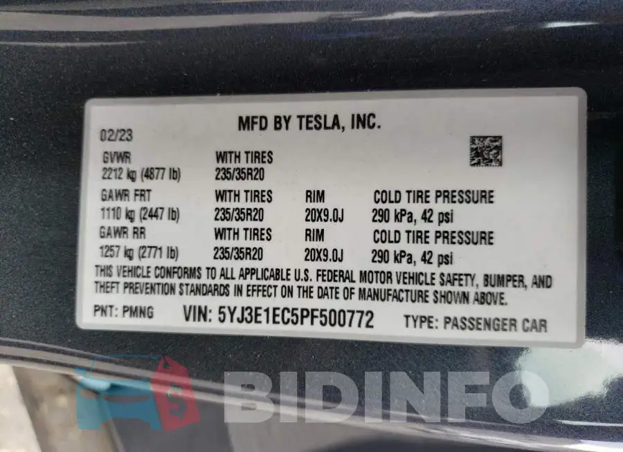 5YJ3E1EC5PF500772 Photo# 12