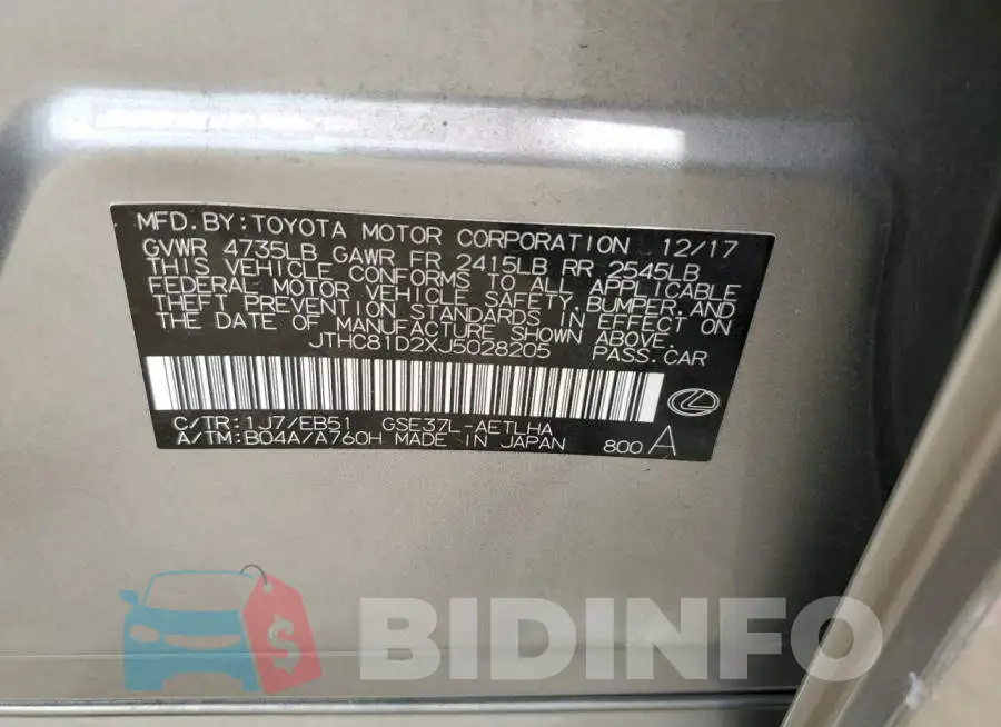 JTHC81D2XJ5028205 Photo# 12