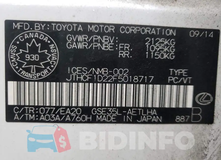 JTHCF1D22F5018717 Photo# 12