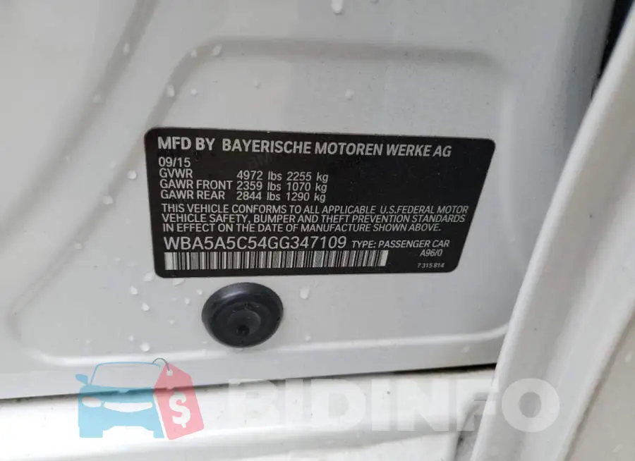 WBA5A5C54GG347109 Photo# 12