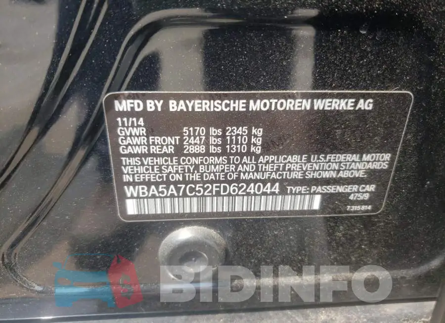WBA5A7C52FD624044 Photo# 12