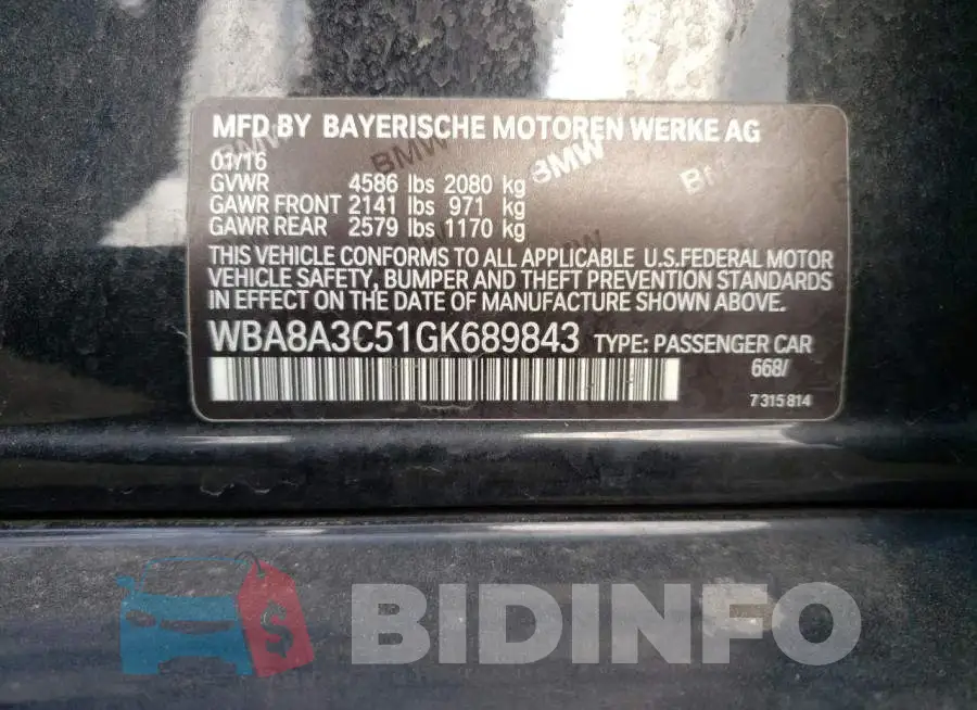 WBA8A3C51GK689843 Photo# 13