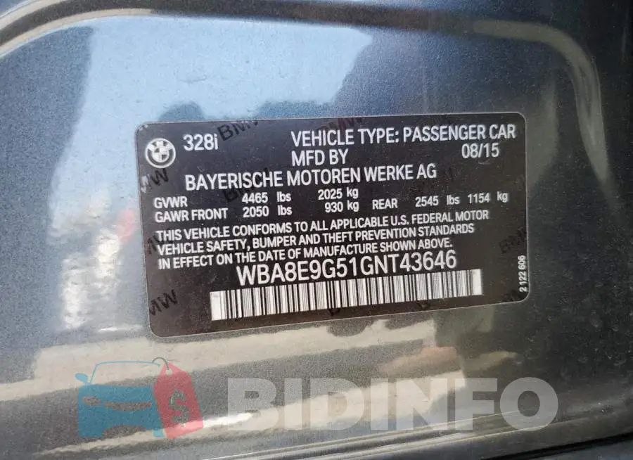 WBA8E9G51GNT43646 Photo# 12