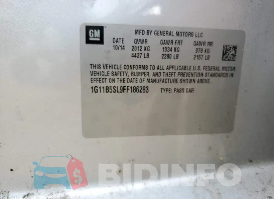 1G11B5SL9FF186283 Photo# 12