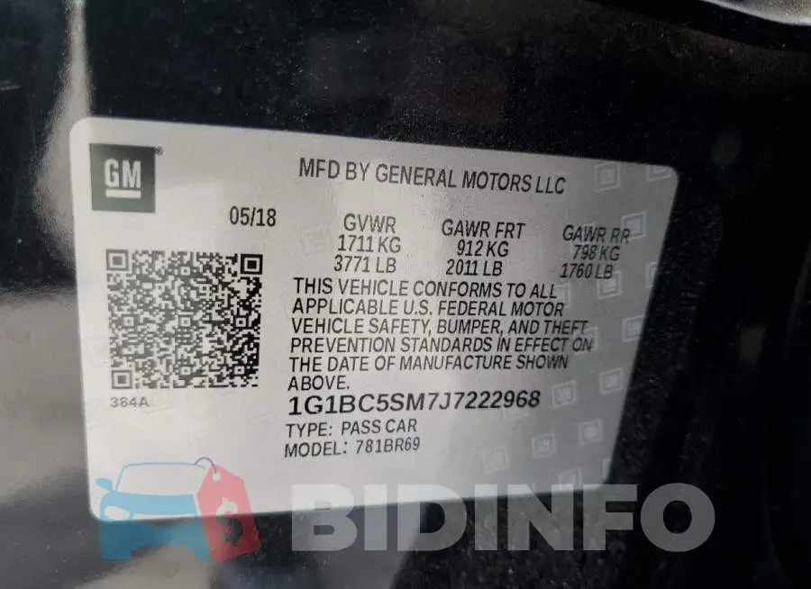 1G1BC5SM7J7222968 Photo# 12