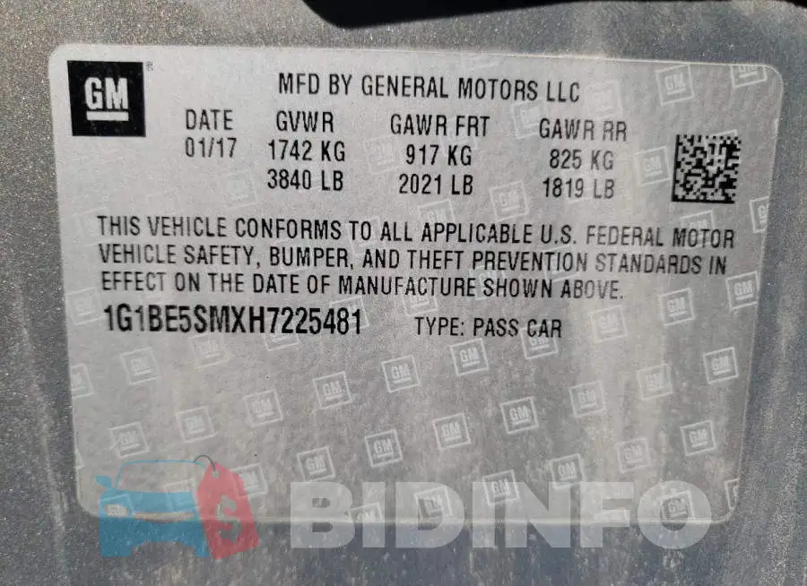1G1BE5SMXH7225481 Photo# 12