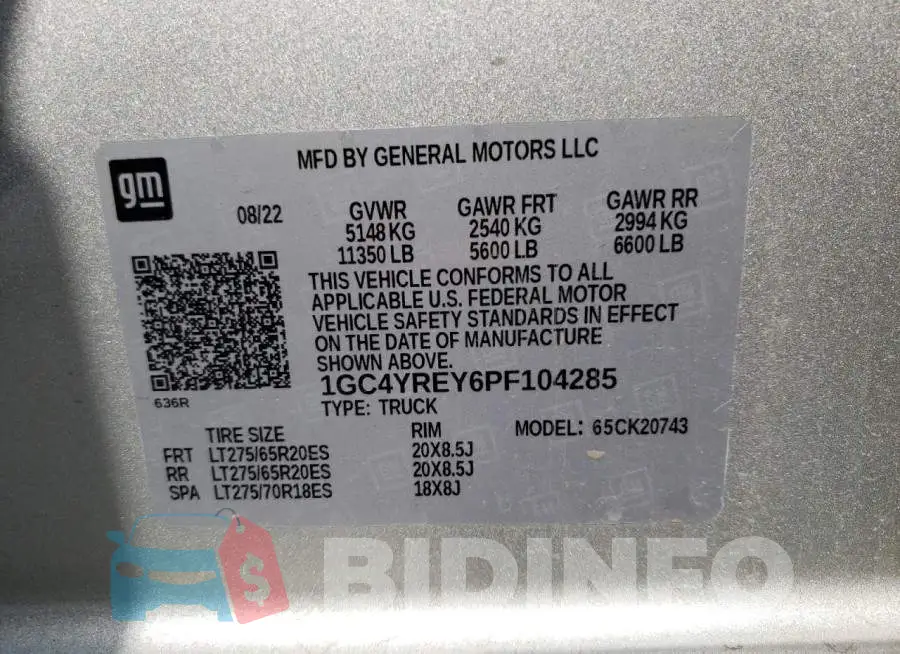 1GC4YREY6PF104285 Photo# 13
