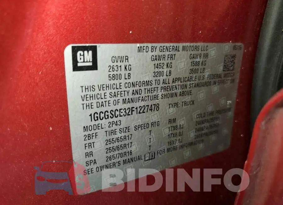 1GCGSCE32F1227478 Photo# 12