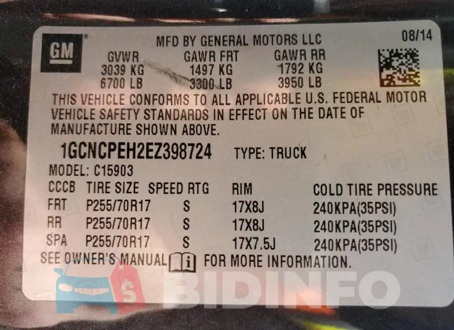 1GCNCPEH2EZ398724 Photo# 12