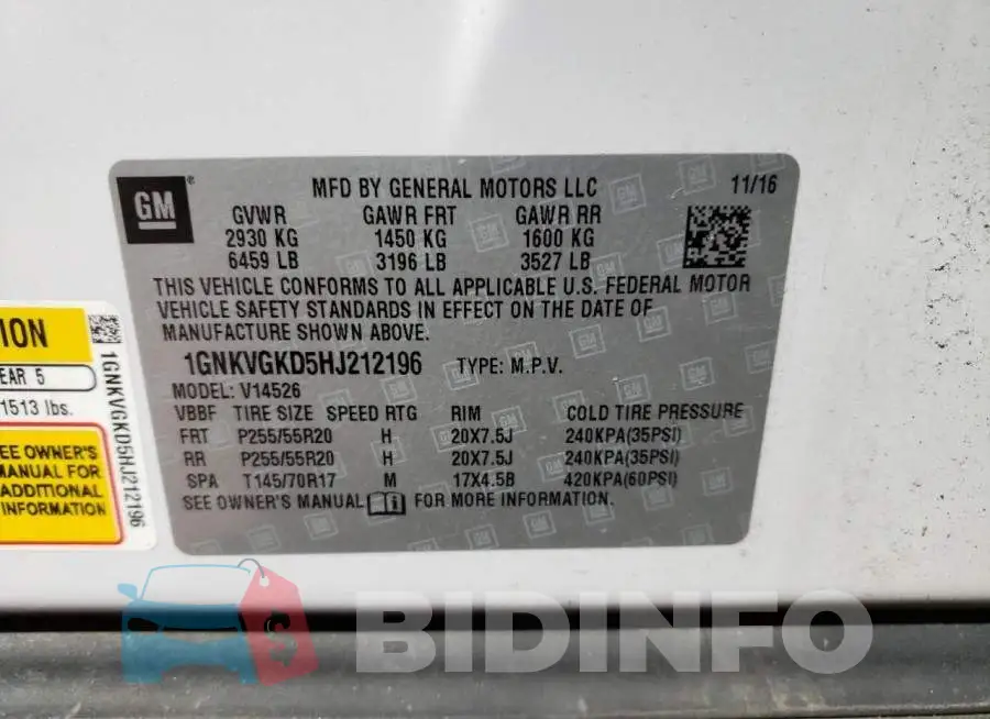 1GNKVGKD5HJ212196 Photo# 14