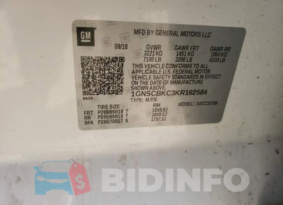 1GNSCBKC3KR162584 Photo# 13