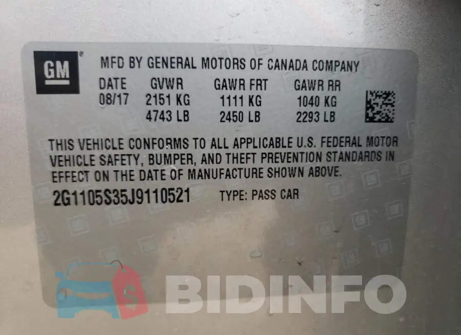 2G1105S35J9110521 Photo# 13