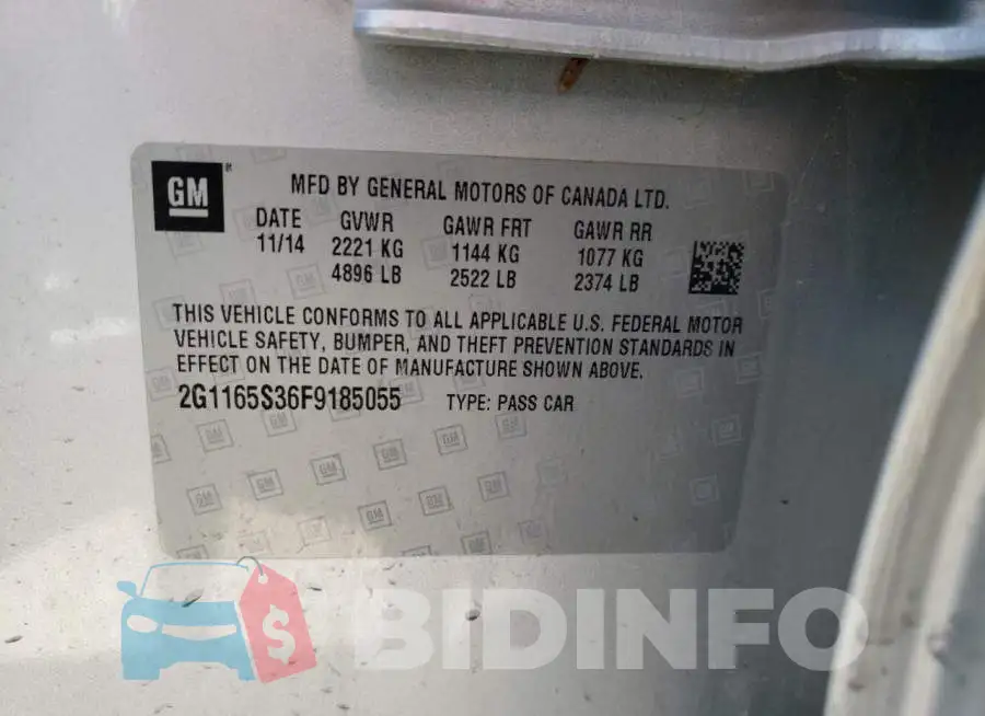 2G1165S36F9185055 Photo# 12
