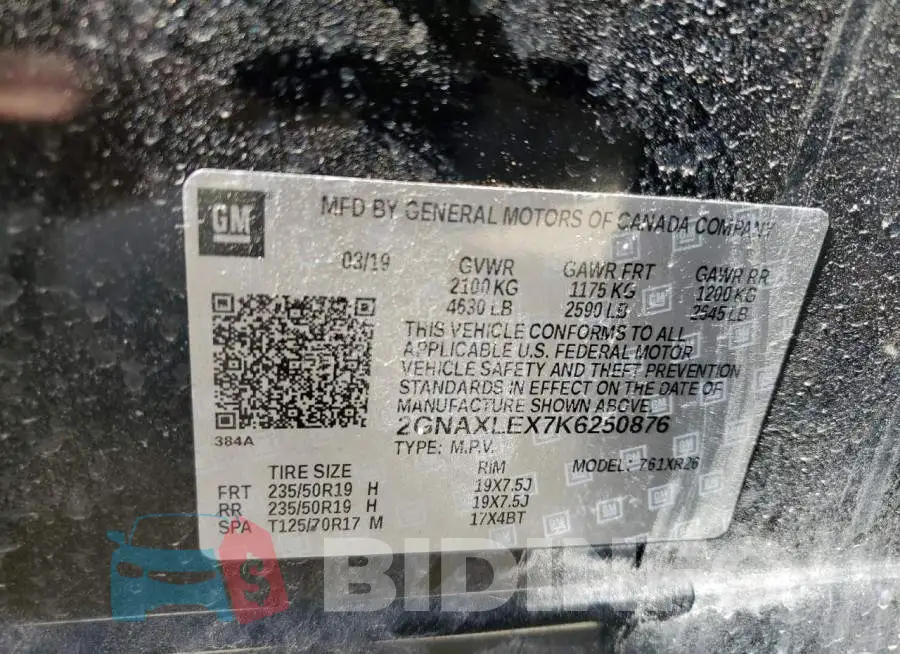 2GNAXLEX7K6250876 Photo# 13