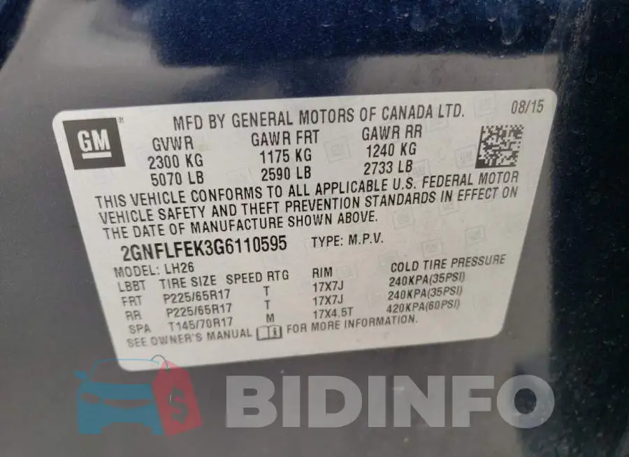 2GNFLFEK3G6110595 Photo# 13
