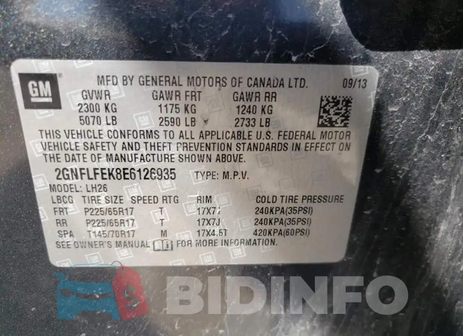 2GNFLFEK8E6126935 Photo# 13