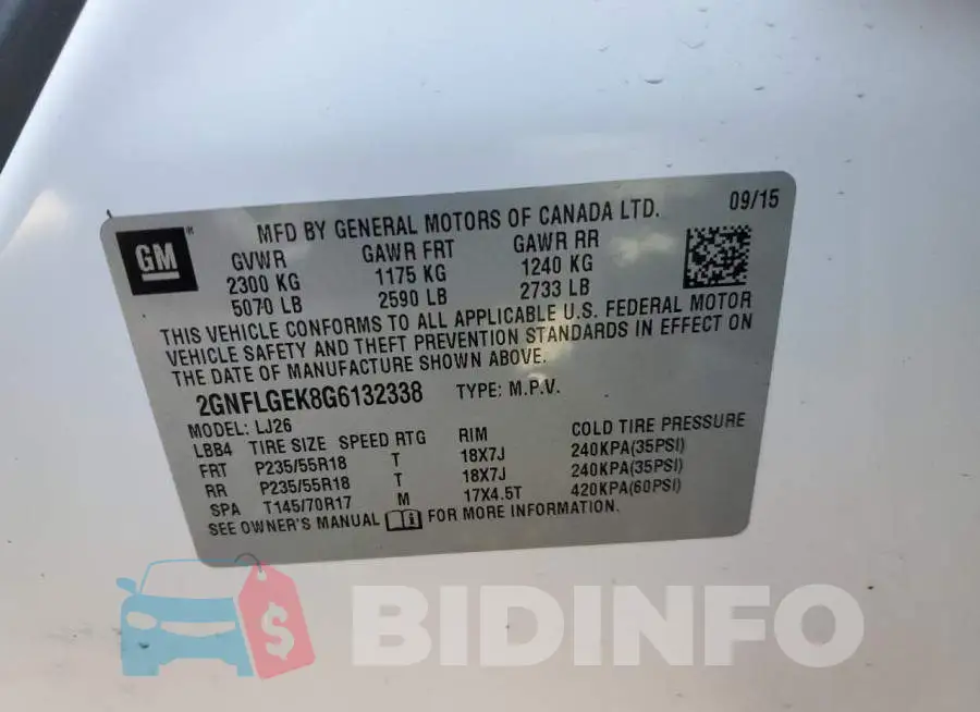 2GNFLGEK8G6132338 Photo# 13