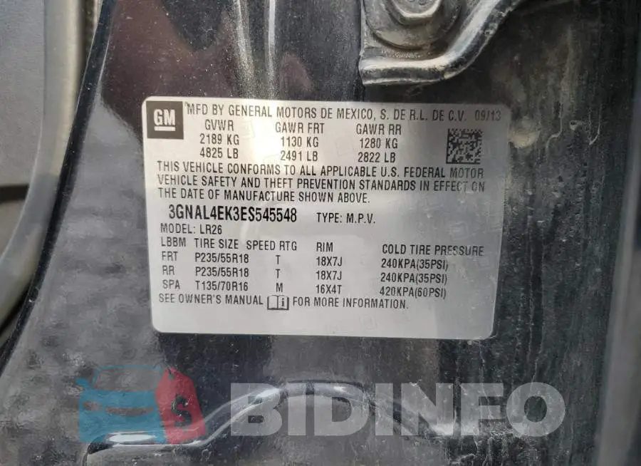 3GNAL4EK3ES545548 Photo# 13
