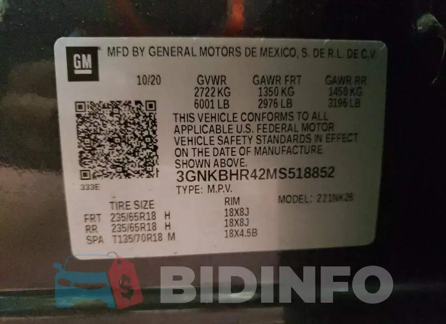 3GNKBHR42MS518852 Photo# 13