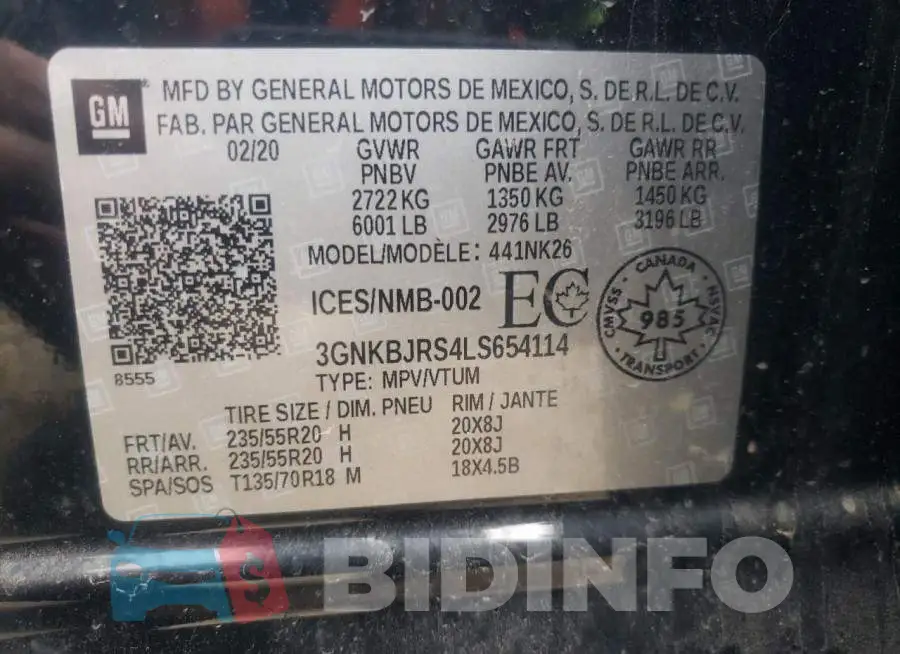3GNKBJRS4LS654114 Photo# 13