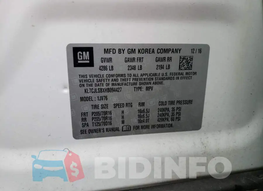 KL7CJLSBXHB094427 Photo# 12