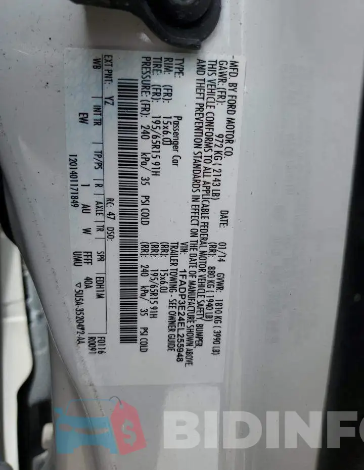 1FADP3E24EL255948 Photo# 12
