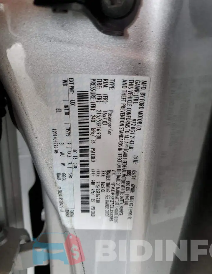 1FADP3F27EL323285 Photo# 12