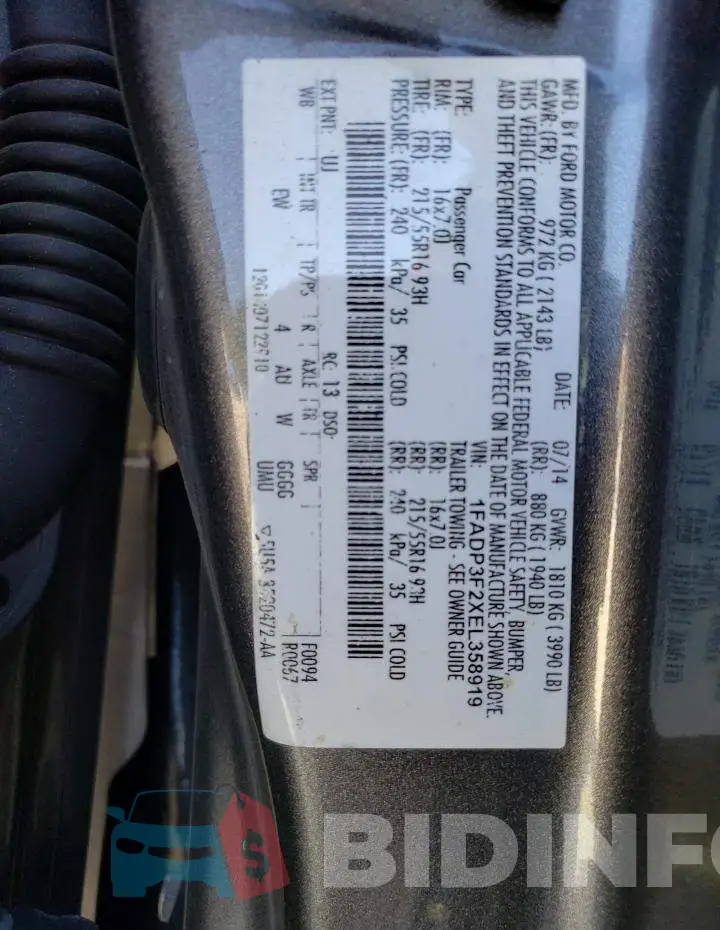 1FADP3F2XEL358919 Photo# 10