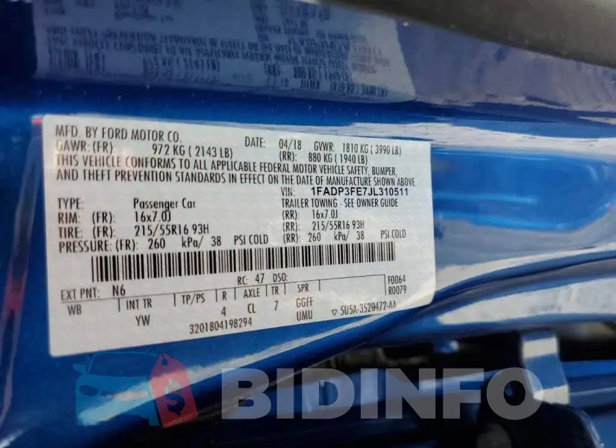 1FADP3FE7JL310511 Photo# 12