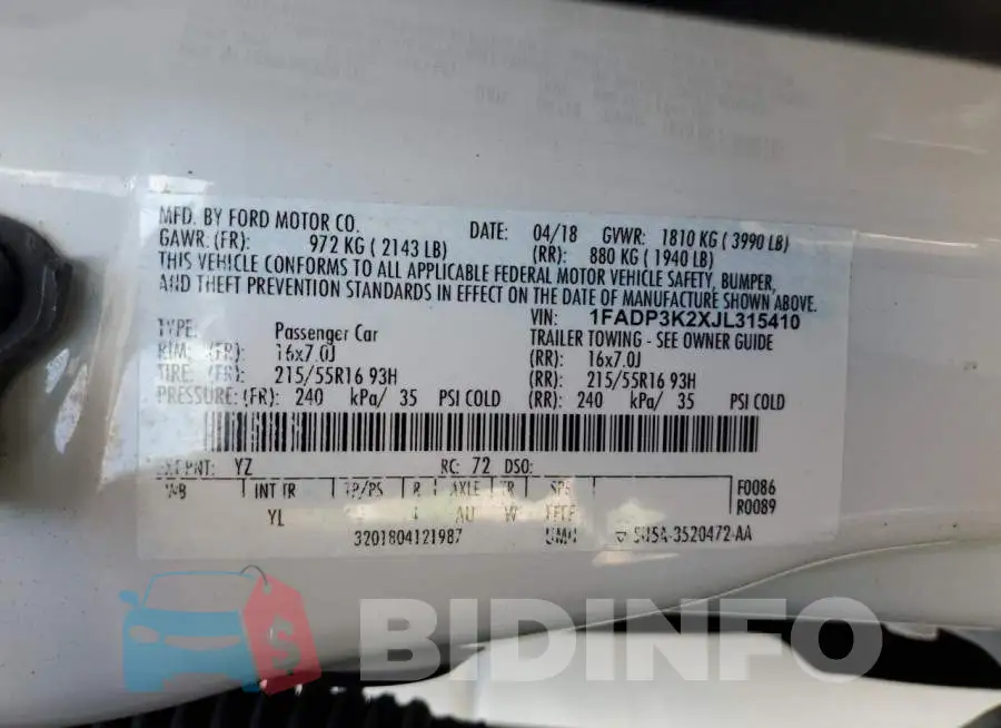 1FADP3K2XJL315410 Photo# 12
